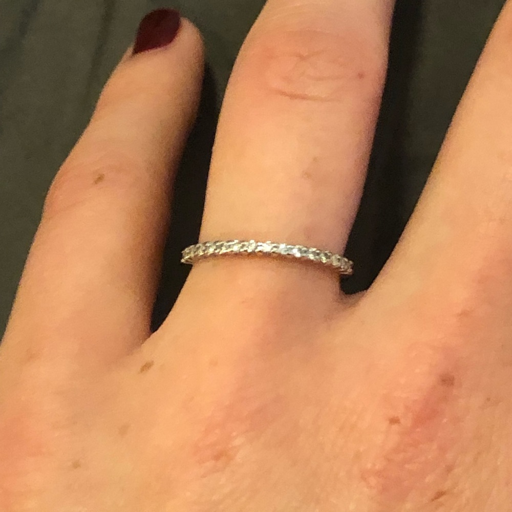 Diamond half eternity ring, 14k white gold.